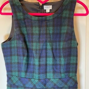 J Crew navy and green plaid dress